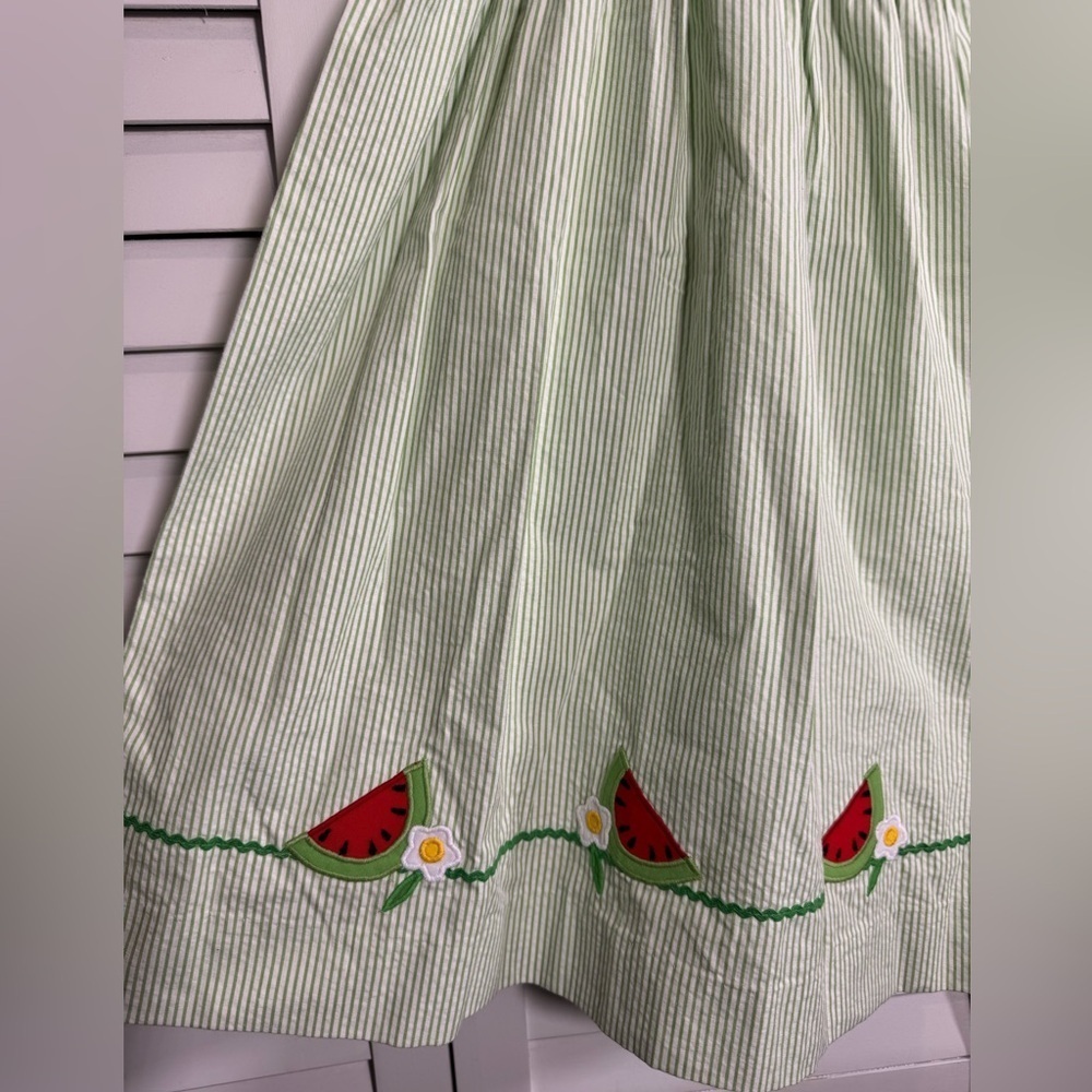 NWT Betti Terrell Green Striped Girls Dress with Watermelon Design Size 6 - Picture 5 of 6
